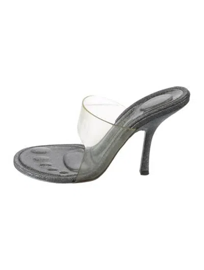 Pre-owned Alexander Wang Glitter Glitter Accents Slides In Metallic/silver
