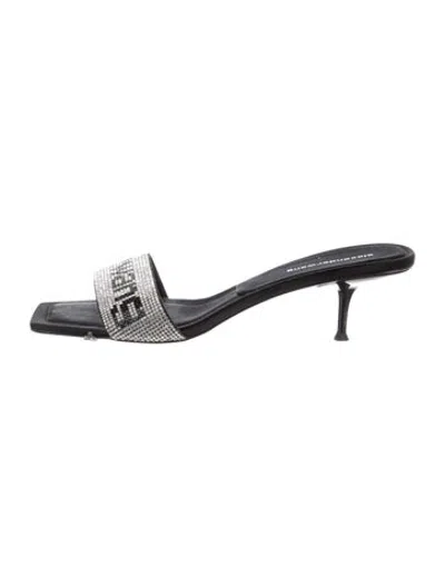 Pre-owned Alexander Wang Graphic Print Crystal Embellishments Slides In Black/metallic