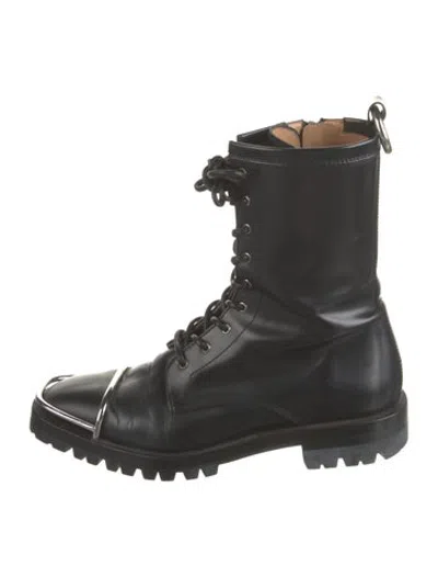 Pre-owned Alexander Wang Leather Combat Boots In Black/silver