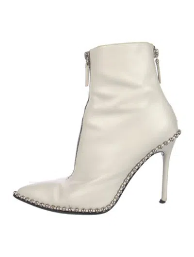 Pre-owned Alexander Wang Leather Studded Accents Boots In White