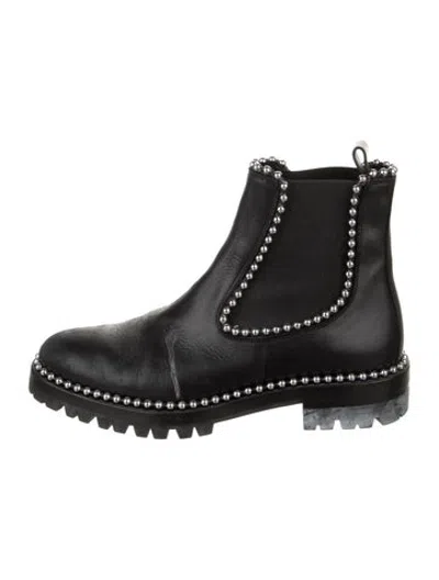 Pre-owned Alexander Wang Leather Studded Accents Chelsea Boots In Black/metallic