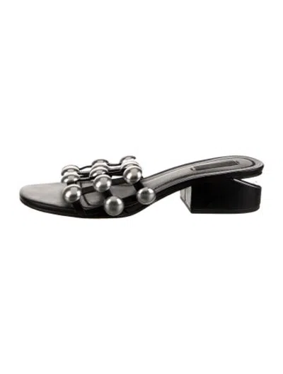 Pre-owned Alexander Wang Leather Studded Accents Slides In Black