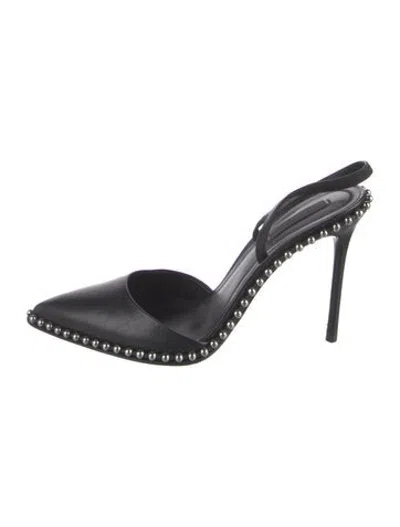 Pre-owned Alexander Wang Leather Studded Accents Slingback Pumps In Black