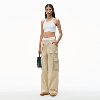 Alexander Wang Mid-rise Cargo Rave Trousers In Cotton Twill In Feather