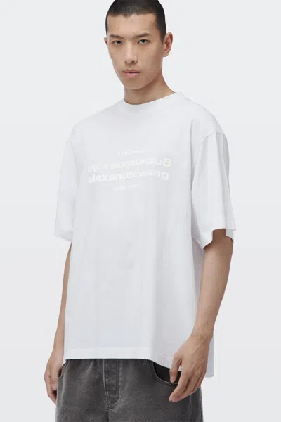 Alexander Wang Mirror Logo Short Sleeve Tee In White