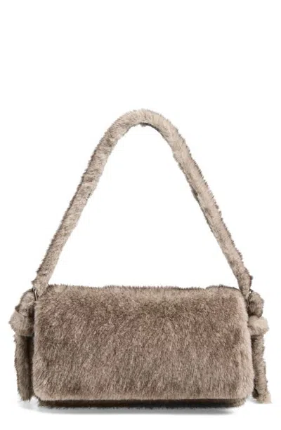 Alexander Wang Ricco Slim Faux Fur Flap Bag In Brown