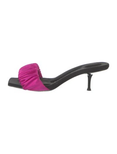 Pre-owned Alexander Wang Satin Slides In Black/pink