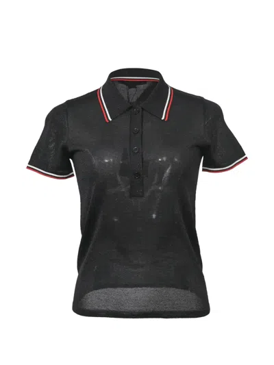 Pre-owned Alexander Wang Semi-sheer Knit Polo Shirt In Black