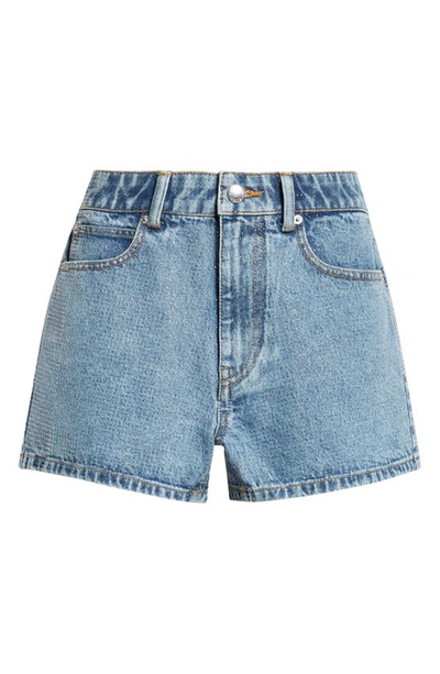 Alexander Wang Shorty High Waist Hotfix Denim Shorts In Vintage Light Indigo