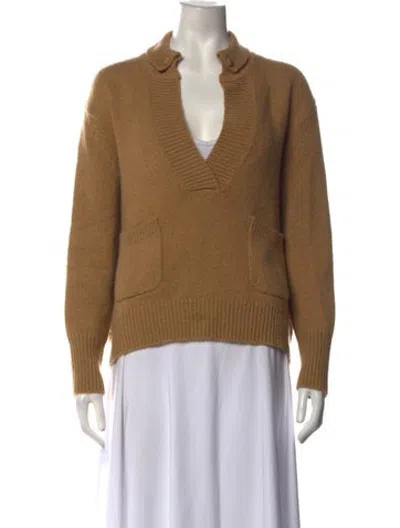 Pre-owned Alexandra Golovanoff Cashmere V-neck Sweater In Neutrals