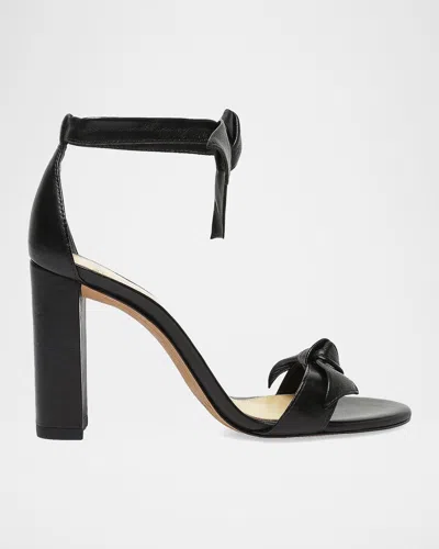 Alexandre Birman Clarita Leather Bow Ankle-strap Sandals In Black