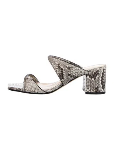 Pre-owned Alexandre Birman Embossed Leather Animal Print Slides In Black