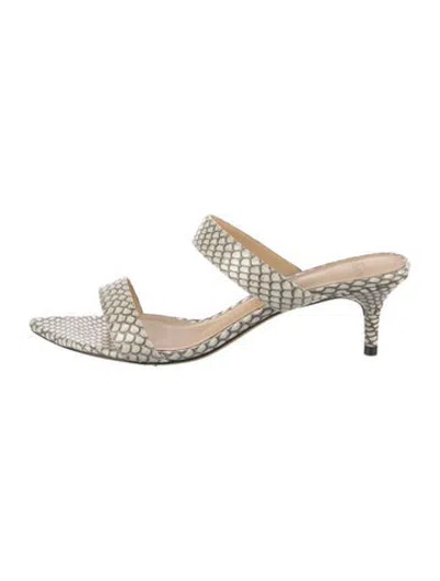 Pre-owned Alexandre Birman Leather Animal Print Slides In Neutrals