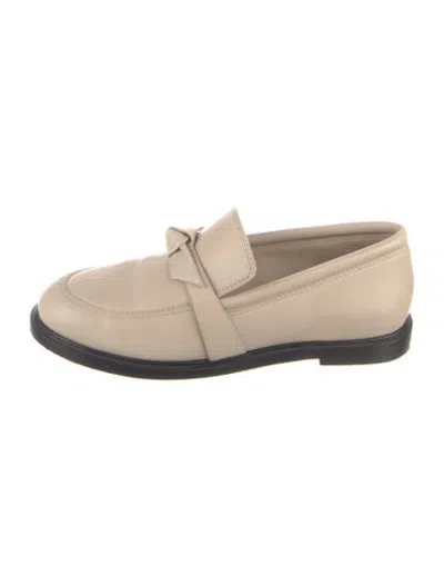 Pre-owned Alexandre Birman Leather Bow Accents Loafers In Black/neutrals