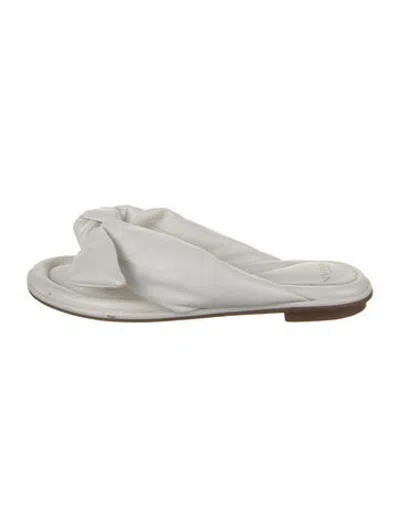 Pre-owned Alexandre Birman Leather Bow Accents Mules In White