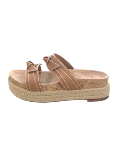 Pre-owned Alexandre Birman Leather Bow Accents Slides In Neutrals
