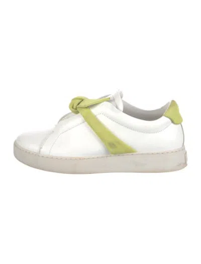 Pre-owned Alexandre Birman Leather Bow Accents Sneakers In White