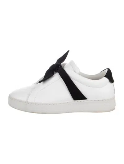 Pre-owned Alexandre Birman Leather Bow Accents Sneakers In White