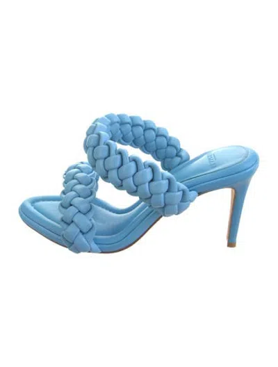 Pre-owned Alexandre Birman Leather Braided Accents Slides In Blue