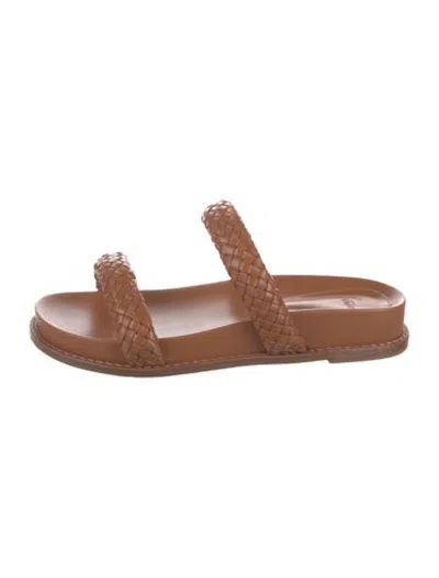 Pre-owned Alexandre Birman Leather Braided Accents Slides In Brown