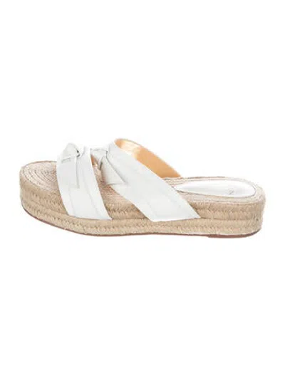 Pre-owned Alexandre Birman Leather Colorblock Pattern Espadrilles In White