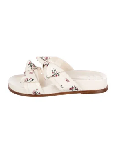 Pre-owned Alexandre Birman Leather Floral Print Slides In Neutrals