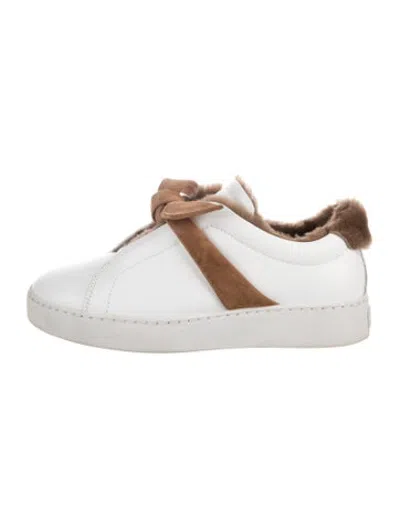 Pre-owned Alexandre Birman Leather Fur Trim Sneakers In White