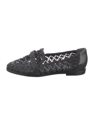 Pre-owned Alexandre Birman Leather Lace Pattern Loafers In Black