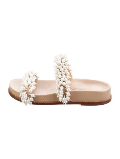 Pre-owned Alexandre Birman Leather Patterned Slides In Neutrals