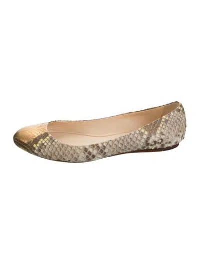 Pre-owned Alexandre Birman Snakeskin Animal Print Ballet Flats In Black/neutrals