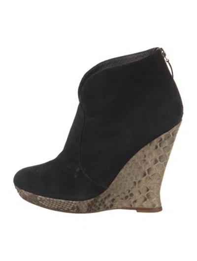 Pre-owned Alexandre Birman Suede Animal Print Boots In Black