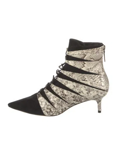 Pre-owned Alexandre Birman Suede Animal Print Boots In Black