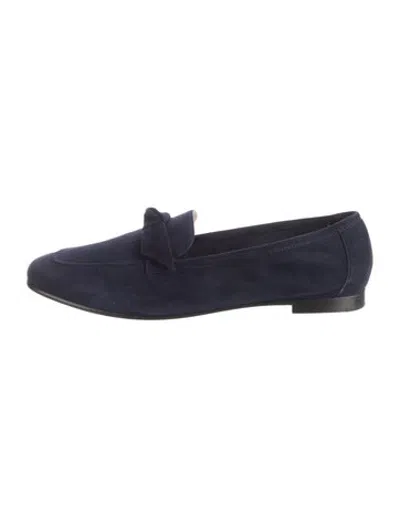 Pre-owned Alexandre Birman Suede Bow Accents Loafers In Blue