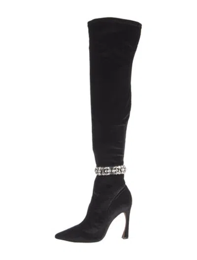 Pre-owned Alexandre Birman Suede Crystal Embellishments Boots In Black