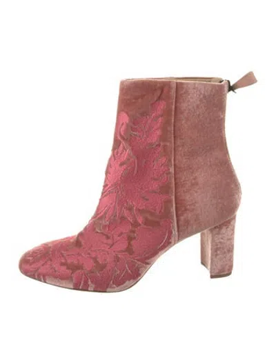 Pre-owned Alexandre Birman Velvet Floral Print Boots In Pink