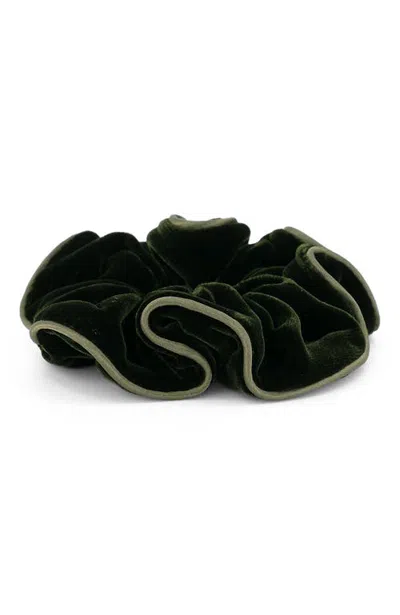 Alexandre De Paris Romi Bronze Velvet Scrunchie In Green