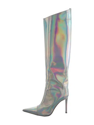 Pre-owned Alexandre Vauthier Leather Patterned Boots In Blue