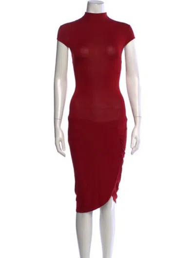 Pre-owned Alexandre Vauthier Mock Neck Midi Length Dress In Red