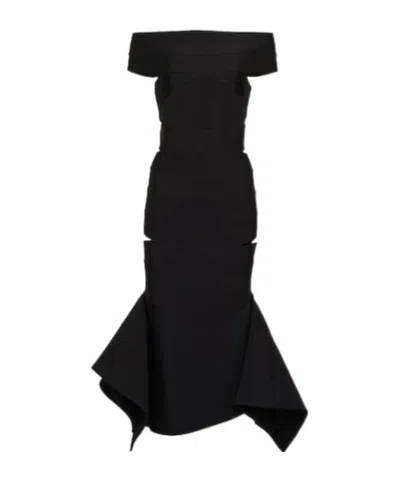 Alexandre Vauthier Off-shoulder Knit Midi Dress In Black