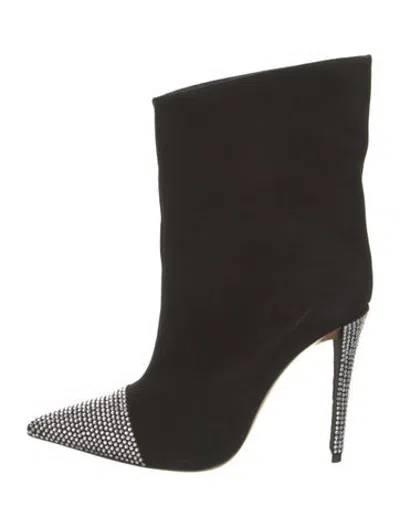 Pre-owned Alexandre Vauthier Suede Crystal Embellishments Boots In Black