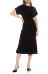 Alexia Admor Cairo Short Sleeve Crossover Waist Midi Dress In Black