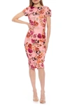 Alexia Admor Crysta Stretch Sheath Dress In Pink Garden