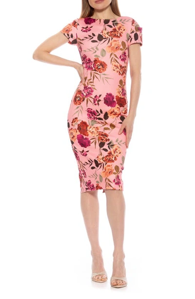 Alexia Admor Crysta Stretch Sheath Dress In Pink Garden