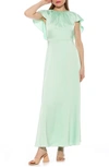 Alexia Admor Danica Capelet Sleeve Satin Maxi Dress In Mint