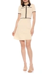 Alexia Admor Francine Collared Short Sleeve Knit Dress In Ivory