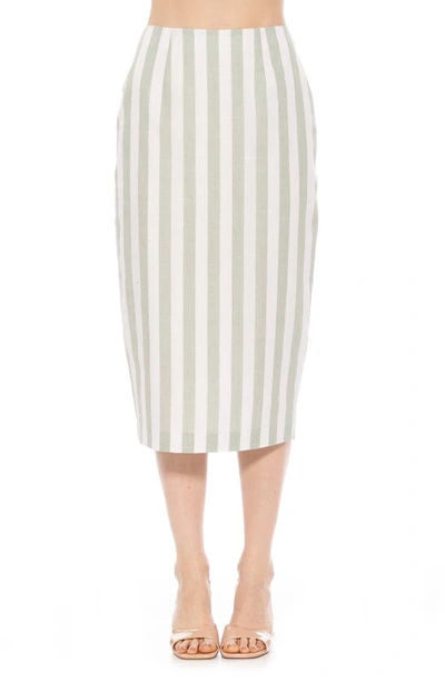 Alexia Admor Jacki Stripe Midi Pencil Skirt In Green