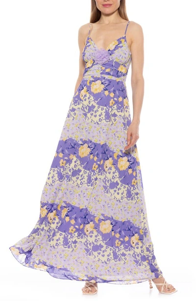 Alexia Admor Layla Rosette Maxi Dress In Lilac Floral