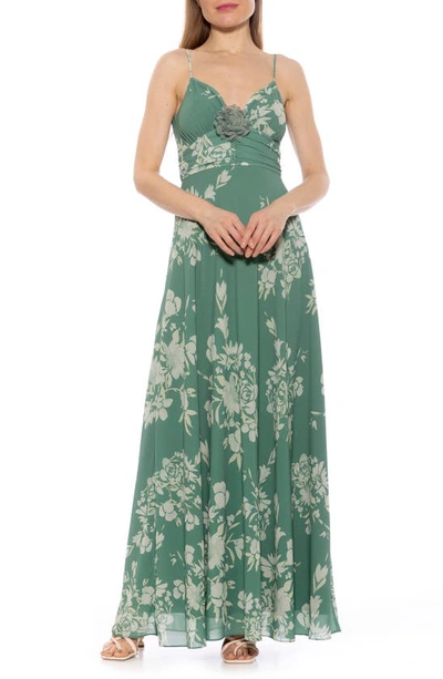 Alexia Admor Layla Rosette Maxi Dress In Green Floral