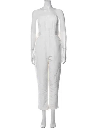 Pre-owned Alexia Maria Silk Strapless Jumpsuit W/ Tags In White