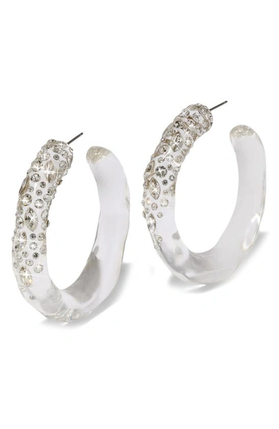 Alexis Bittar Confetti Crystal Lucite® Hoop Earrings In Clear/crystal